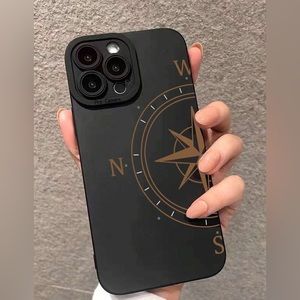 Phone Case for iPhone 12 Pro - Black with Brown Compass